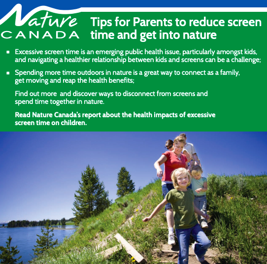 Nature Canada: Tips for Parents to reduce screen time and get into nature