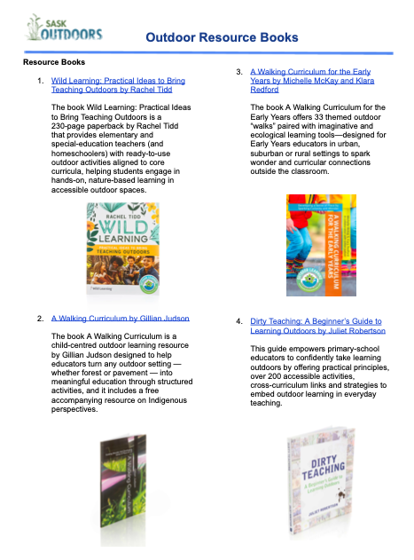 SaskOutdoors Outdoor Resource Book List